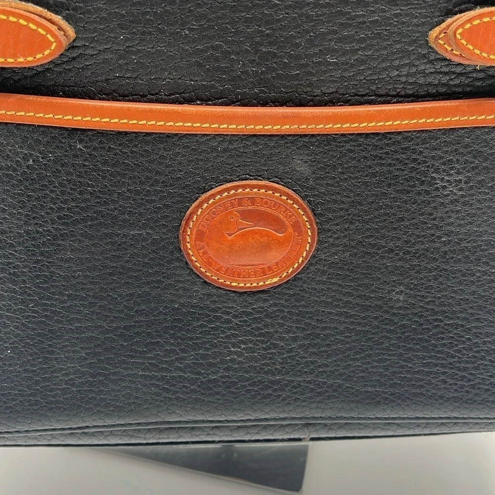 Vintage Dooney & Bourke Navy Double Buckle Leather Double Handle Satchel BLEMISH